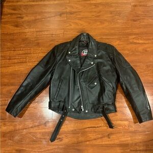 Men's Classic Black 100% Leather Moto Jacket
